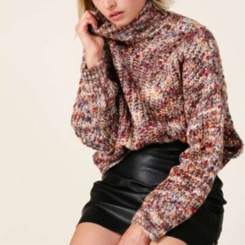 Line & Dot Multicolored Turtleneck Knit Sweater